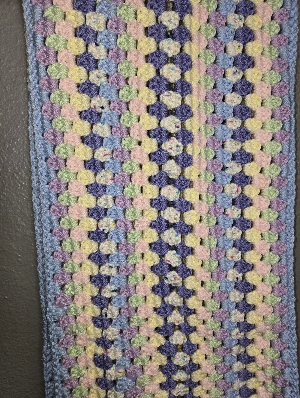Handmade Crochet Scarf Pastel Birthday Cake Colors